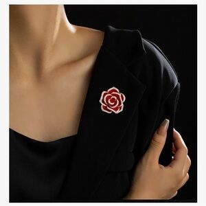 Elegant Red Camellia Brooch